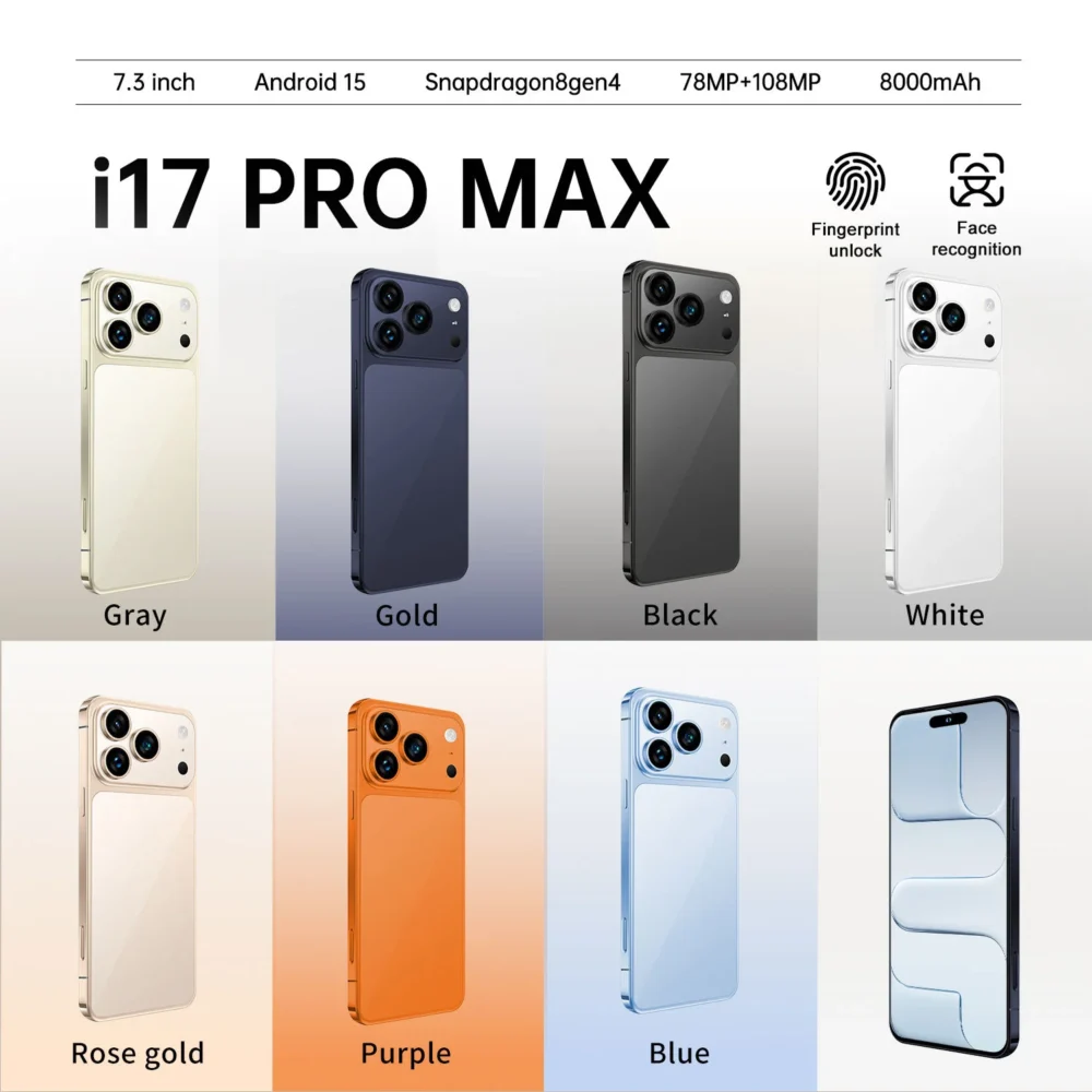 New Arrived Low Price I17 Pro Max Mobile Phones Dual Sim Global Version I17ProMax Smartphone 8GB+256GB Cell Phones