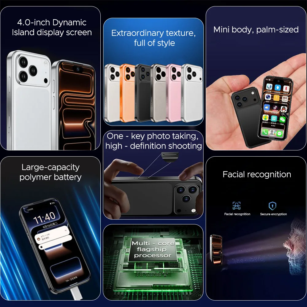 Hot Sale Mini Phone XS17Pro Promax Mini Smartphone  HD Screen Quad Core Processor Tiny Compact WIFI Mobile Phones