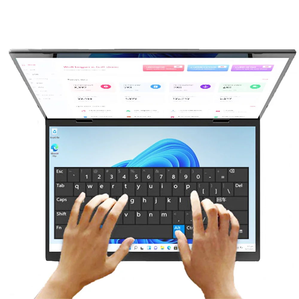 2025 New 14 Inch +14 Inch  Dual Touch Screen Intel 13th N100  Aluminum Yoga Laptops for Business Office Education Laptop
