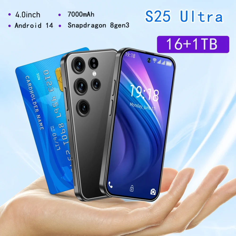 Best Selling Powerful Processor 4 Inch 5G Android 14 Smartphone 2025 New Arrived Mini S25 Ultra 16+1TB Smart Phones Cell Phone