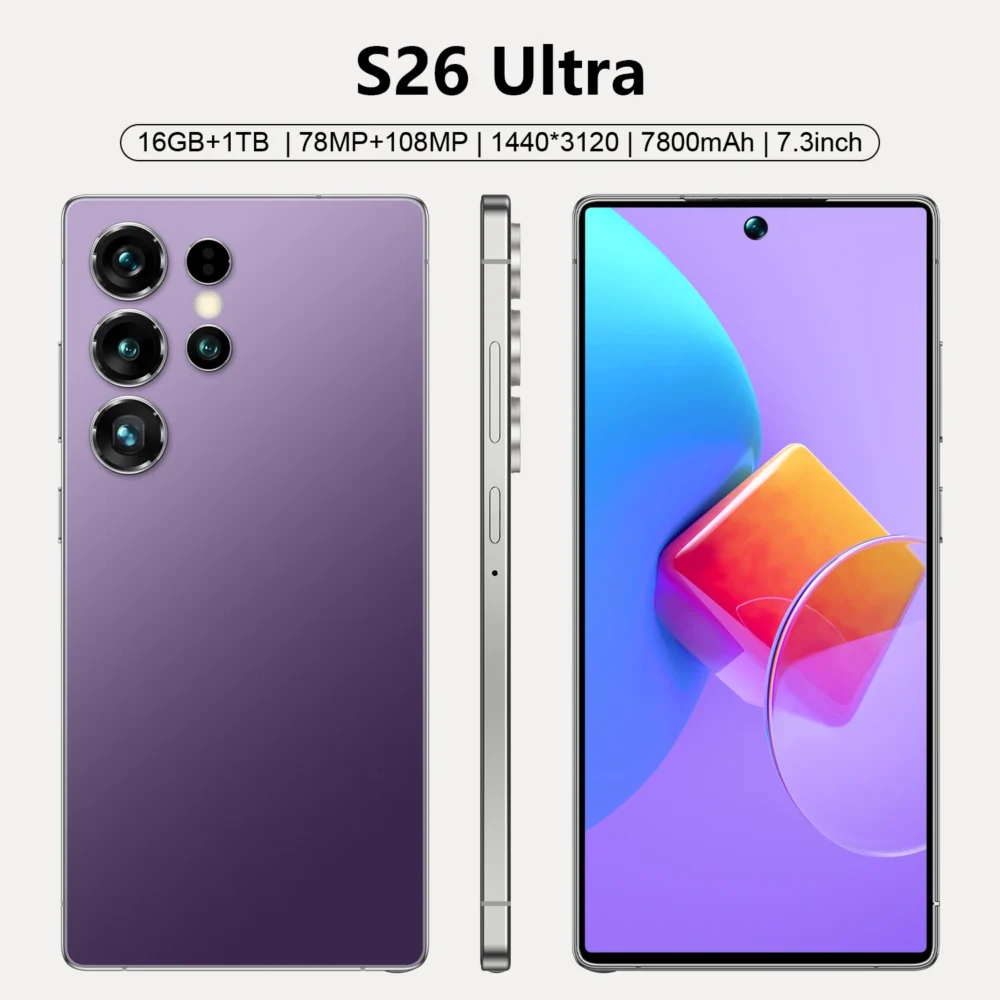 Best Selling Cellphones S26 16+1TB 48+108MP Global 5G Smartphone 7.3Inch Screen Cellphones for S26 ultra Smart Phone