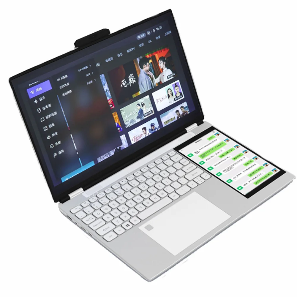 Hot Wholesale 2025 New Ultrathin  15.6" +7" Dual Display N100 32G RAM 1TB  2TB SSD Touch Screen Business Office Aluminum Laptops