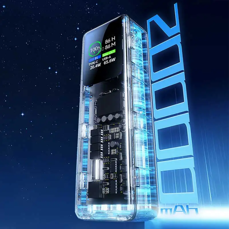 Portable LED Display 100W PD+QC Outdoor Power Bank 20000mAh Fast Charging Power Banks for Laptops