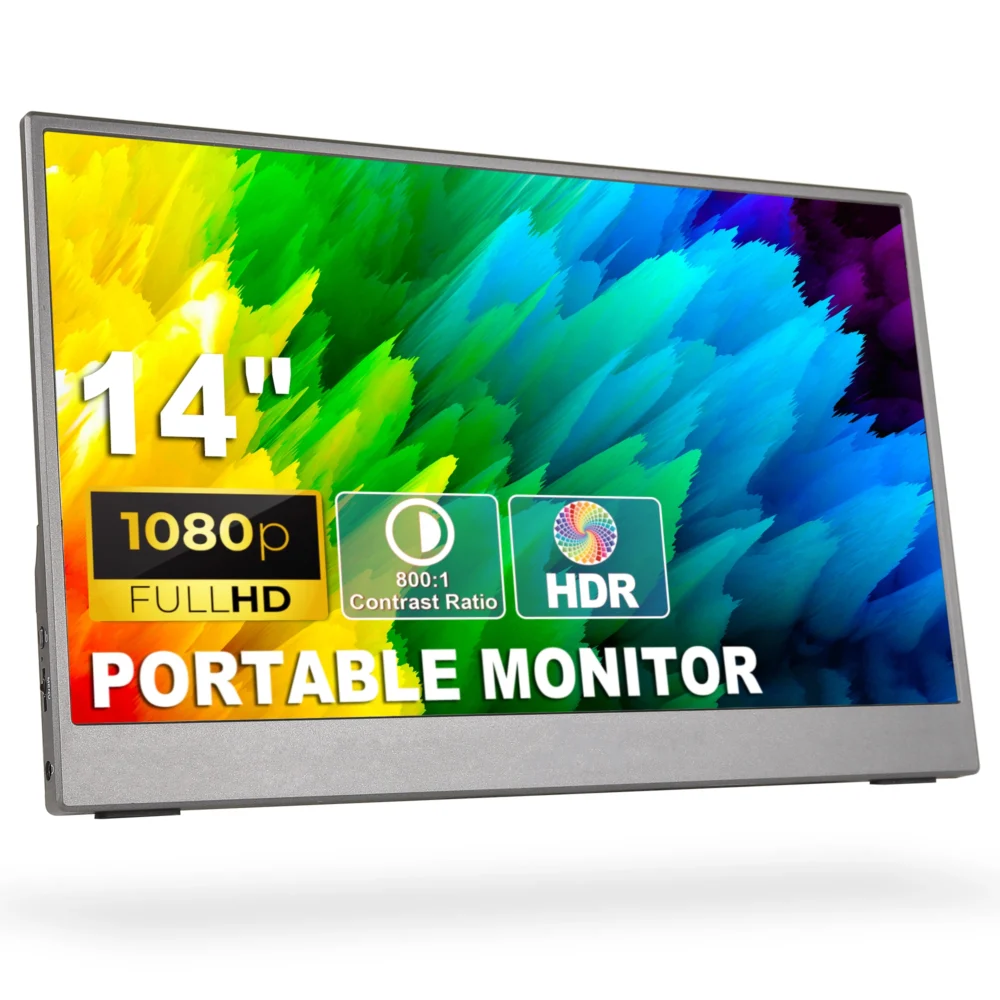 SIBOLAN 14-Inch Portable Dual Monitor Laptop Screen Extender IPS FHD 1920*1080 Panel Backlit LCD Dual Portable Screen Type C