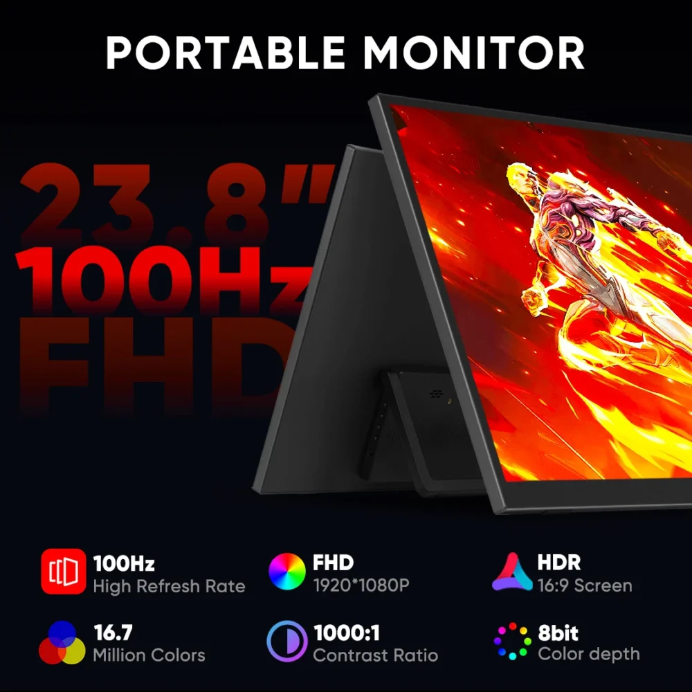 Custom 1080P Portable Monitor 23.8 Inch 100Hz Ultra Slim for Laptop Bulk Orders Private Label Manufacturer Laptop Monitor