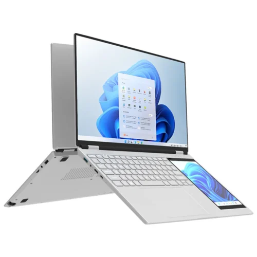 Hot Wholesale 2025 New Ultrathin  15.6" +7" Dual Display N100 32G RAM 1TB  2TB SSD Touch Screen Business Office Aluminum Laptops