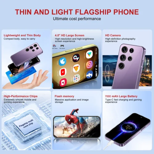 Best Selling Powerful Processor 4 Inch 5G Android 14 Smartphone 2025 New Arrived Mini S25 Ultra 16+1TB Smart Phones Cell Phone