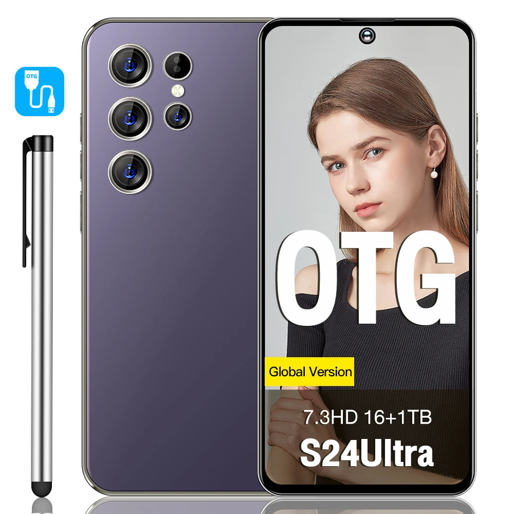 Original S24 Ultra Smartphones 16GB+1TB 5G Dual SIM Mobile Phone with HD LCD 65W Low Price LTE Cellular