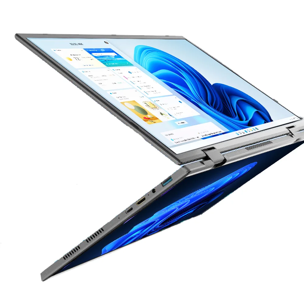 2025 New 14 Inch +14 Inch  Dual Touch Screen Intel 13th N100  Aluminum Yoga Laptops for Business Office Education Laptop