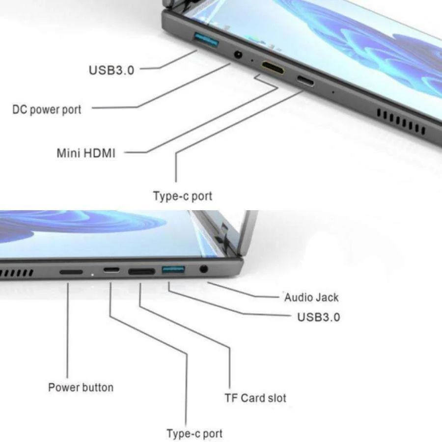 Factory 2025 New Ultrabook 11Inch Foldable Dual Touch Screen Intel I3 12th N100 Aluminum Yoga Laptops for Students and Designers