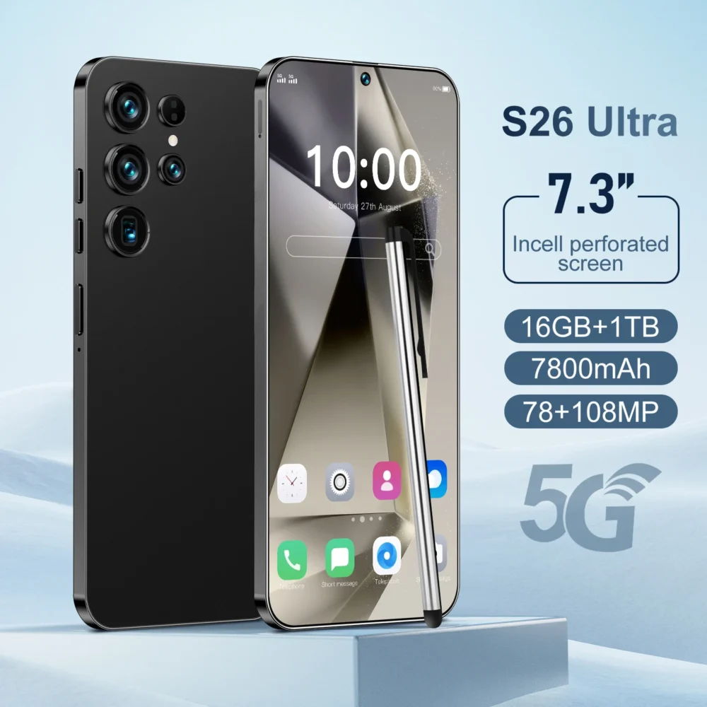 S26Ultra Smart Phone 5G Dual Core CPU 128GB ROM Dual SIM 2K Resolution Screen 16GB RAM English Operating CDMA LTE Mobile Phones