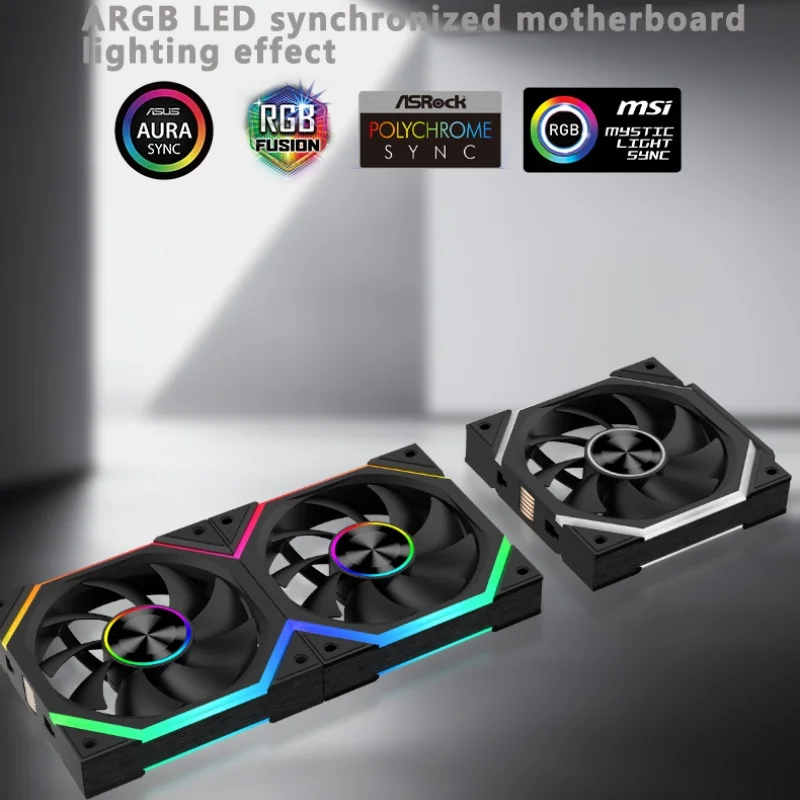 ICE Whale WX-3 Wire-Splicing PC Case Cooling Fan 3PIN ARGB Mirror Cycle Light Effect 800-1600RPM PWM Water Cooling Cooler Fan