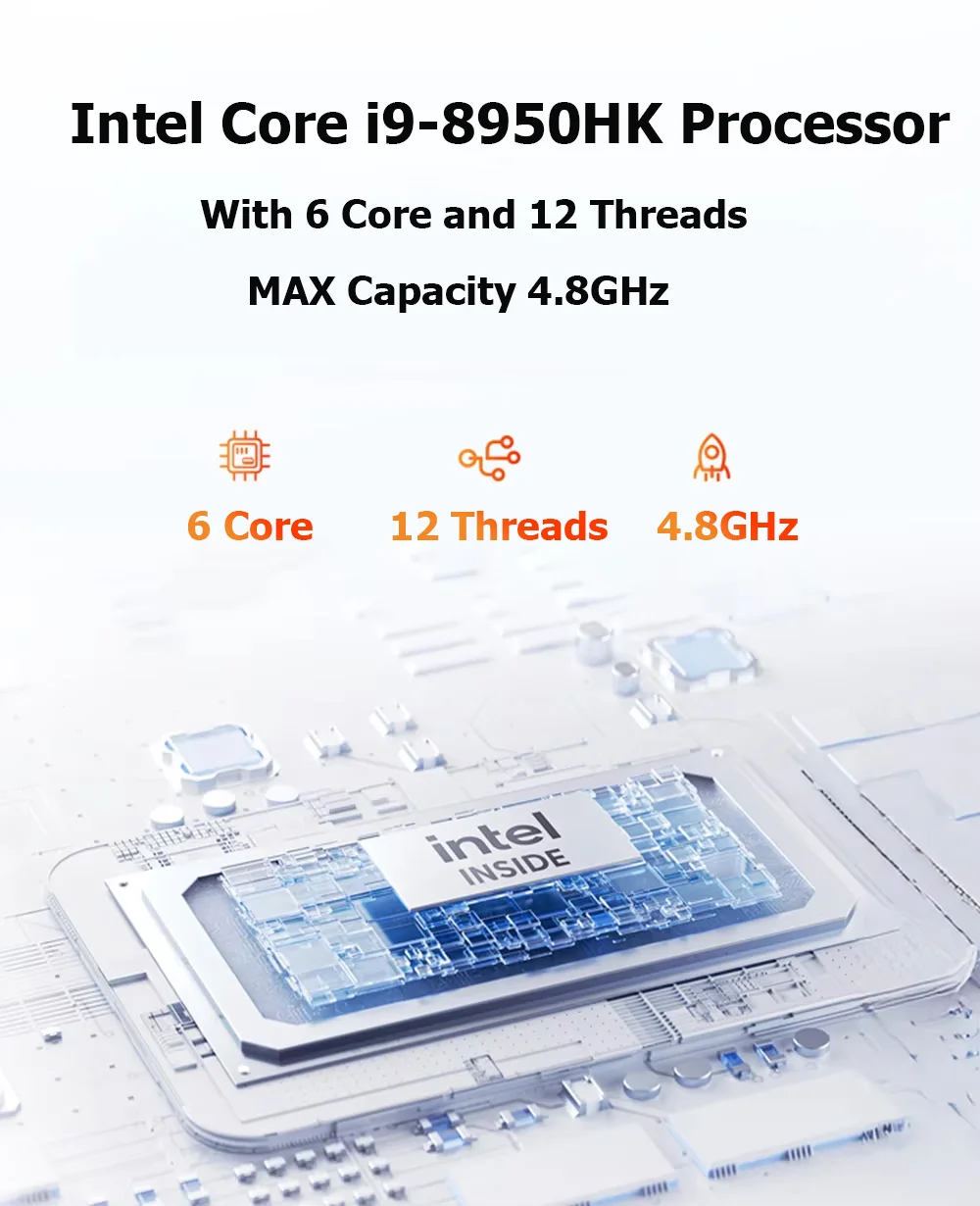 Brand New Mini PC Intel Core i9-8950HK 16GB RAM 1/2TB SSD Bluetooth 5.2 WiFi6 1000M Ethernet Windows 11 Gaming Office PC