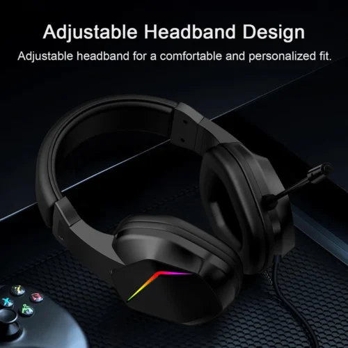 USB Wired Gaming Headset with LED Light Over-Ear Headphones for PC Laptop with Noise-Cancelling Mic 40mm Driver for Immersive
