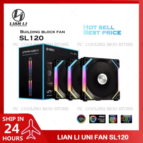 LIAN LI UNI FAN SL120 AL120 120 RGB Fan Kit Modular Cable Free Software Smart PWM Control M/B 5V ARGB Black/White