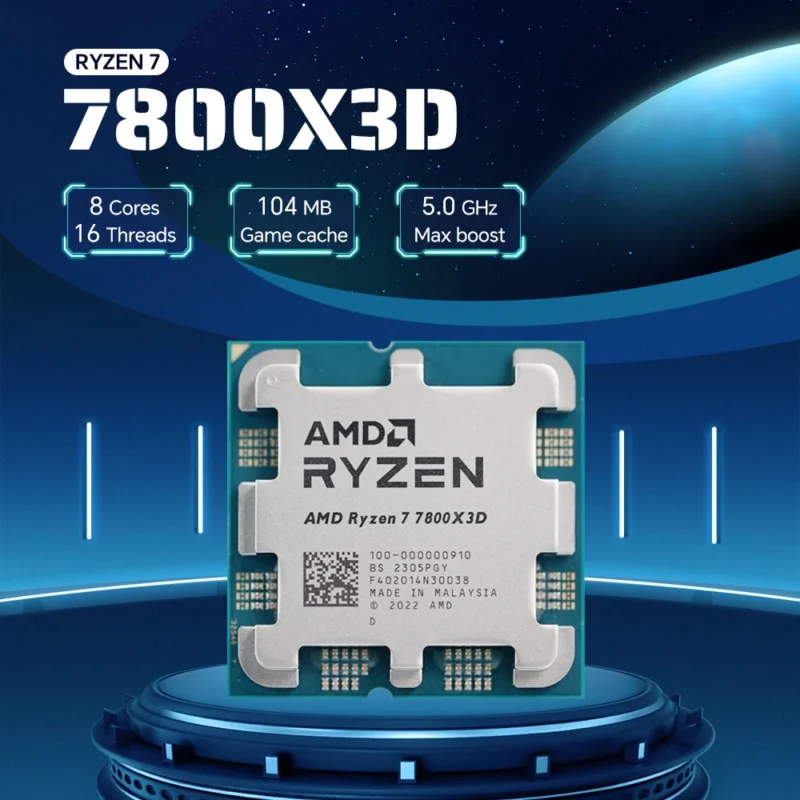 AMD Ryzen 7 7800X3D 5NM 8-Core 16-Thread 4.2GHz Socket AM5 L3=96M 120W DDR5 R7 7800X3D Gaming CPU Processor No Cooler