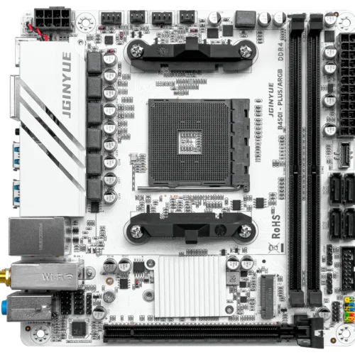 JGINYUE AMD AM4 ITX Motherboard supports Ryzen R3 R5 R7 1/2/3/4/5 series CPU DDR4 RAM Desktop PC PCI-E 3.0 B450I-PLUS ARGB MB