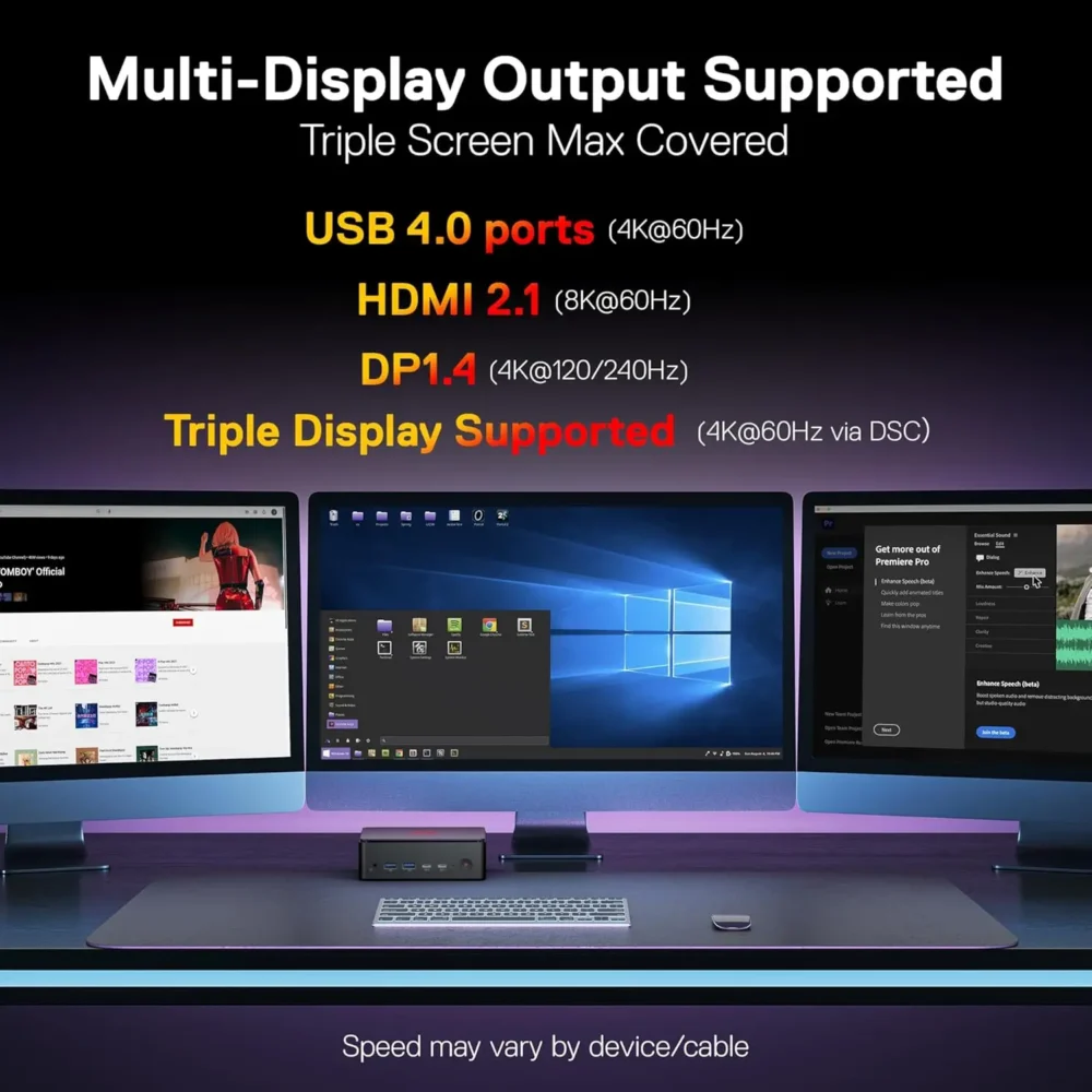 Redragon MPC745 Mini PC AI NPU AMD Ryzen 7 8845HS Processor(MAX 5.1 GHz), Mini Desktop Computer ,Radeon 780M Graphics & 16GB DDR