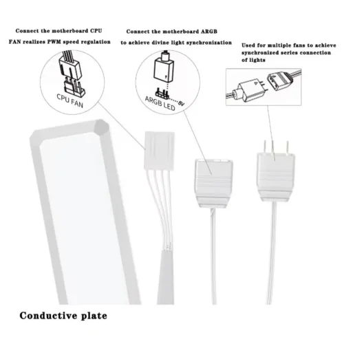 ICE Whale WX-3 Wire-Splicing PC Case Cooling Fan 3PIN ARGB Mirror Cycle Light Effect 800-1600RPM PWM Water Cooling Cooler Fan