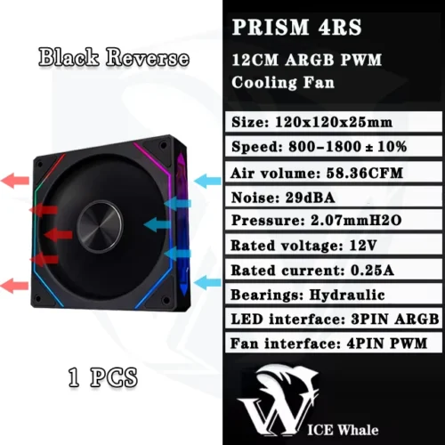 ICE Whale Prism 4RS ARGB PC Case Fan 120mm Infinity Mirror Design Motherboard Lighting Sync 4PIN PWM CPU Cooler Fan ventilador