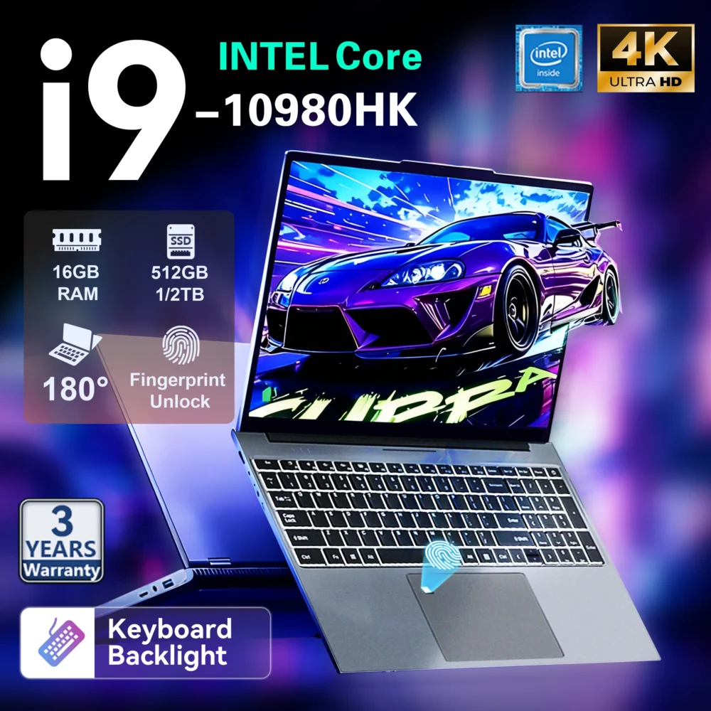 2026 Fingerprint UnIock Notebook Windows 11 Pro 15.6 inch Laptop Intel Core i9-10980HK 16GB RAM 1TB/2TB SSD Office game Laptops