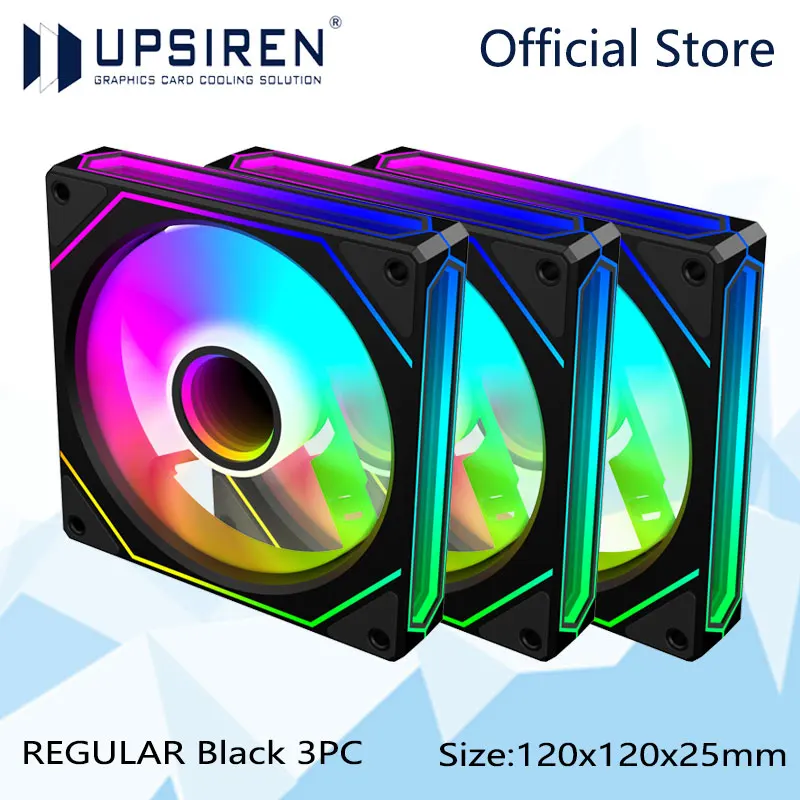 UPSIREN UF-4 12CM Computer Chassis Fan,Infinite Prism ARGB Fan/3 Mirror Surfaces/4 Pin PWM/3PIN ARGB Quiet Cooling Fan