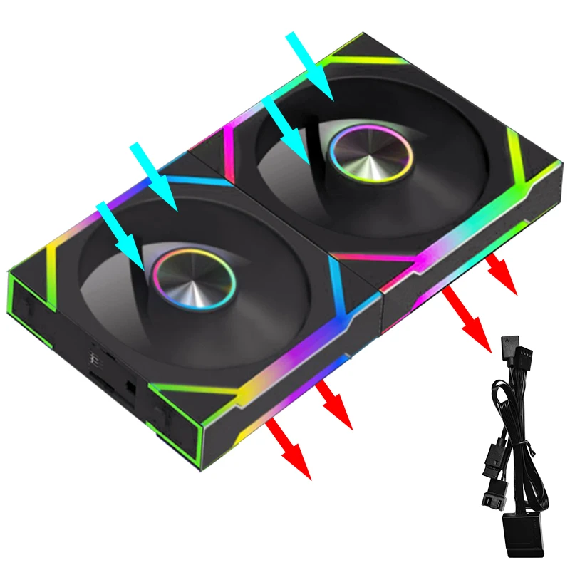 JUMPEAK DS120 Face-Changing ARGB Cooling Fan 360mm 240mm Modular Stackable Splicing 120mm RGB Fans For Gaming PC Case CPU Cooler