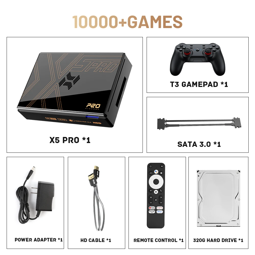 Kinhank Super Console X5 PRO Retro Video Game Consoles Plug and Play 320G/4T with 10000+ Games for PS2/WII/SS/DC/N64/MAME