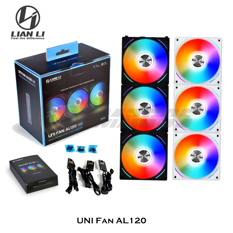 Lian Li UNI Fan AL120 ARGB Cableless Fan Support L-Connect 3 PWM Silent Low Noise High RPM MB SYNC/Controller, V1 Triple Pack