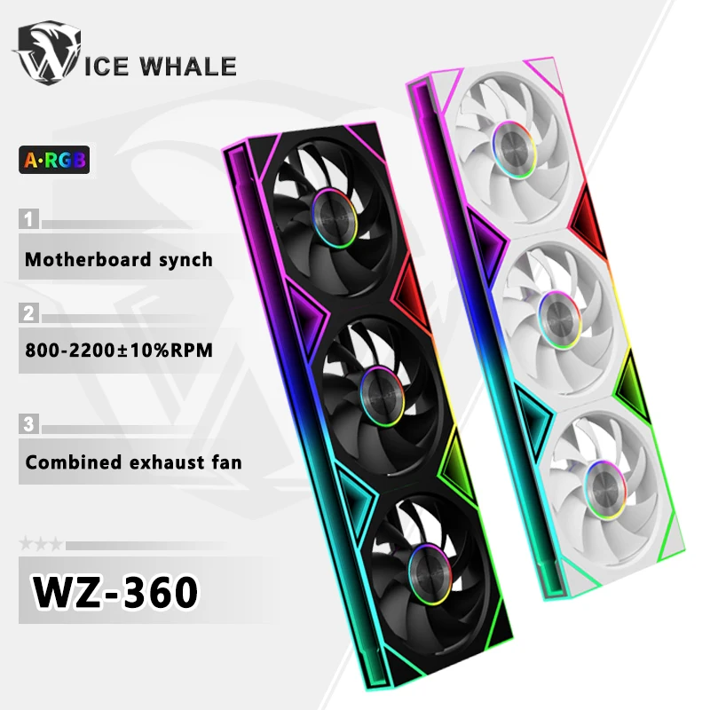 ICE Whale WZ-120/240/360 PC Case Fan  ARGB Motherboard Sync combination structure Cold Exhaust Cooling Fan ventilador