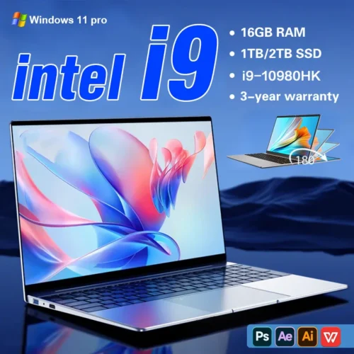 2026 New Core i9 10980HK Laptops Windows 11 14.1'' Portable Gaming Laptop Computer 16GB RAM 1/2TB SSD Office Gaming PC Notebook