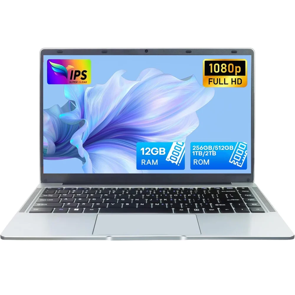 14.1" Ultra Slim Windows 11 Pro Laptop Computer intel Atom A3950 12GB RAM 1TB 2TB SSD Notebook PC 1080P HD Office Study Laptops
