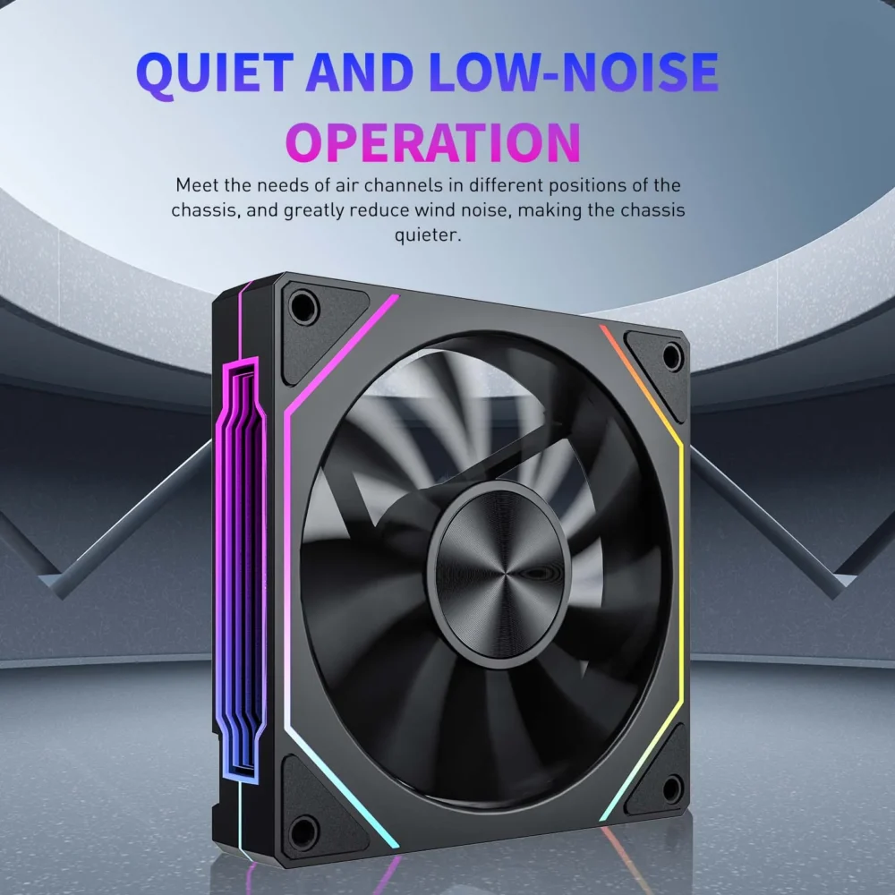 LDPCSJ OEM PRISM 5 PRO Computer Chassis Fan 12cm ARGB 4 Pin PWM Quiet Cooling Fan 12V Large Air Volume 45.2CFM/600-1800RPM