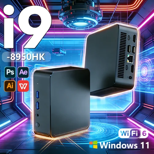 Windows 11 Pro Intel Core i9-8950HK Portable i9 Computer 16GB 1/2TB Gaming bag Computer Dual-Band WiFi6 Core Mini Desktop PC