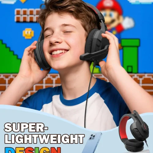 NUBWO U3 Gaming Headset with Mic Safe Volume Limited Kids Headphones for Switch 3.5mm Jack for NS,PS4,PS5,Xbox,Tablet,iPad