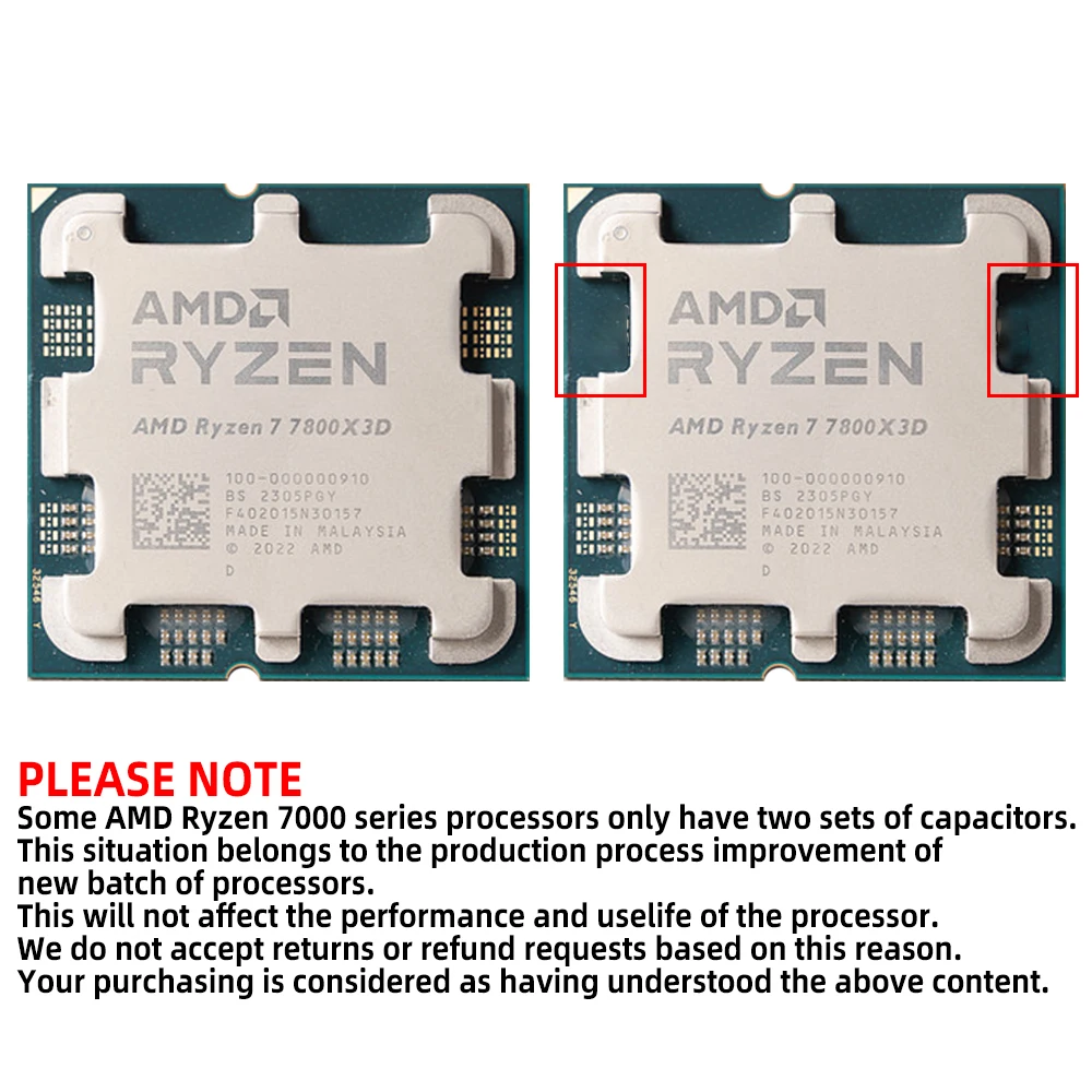 AMD Ryzen 7 7800X3D R7 7800X3D CPU 8-Core 16-Thread 5GHz Unlocked Desktop Processor Socket AM5 Gaming CPU Without Packag