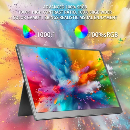 Portable 10.5 inch Monitor USB-C HDMI 100%sRGB VESA 1080 IPS LCD Screen Small Display with Speaker for PC Computer Windows