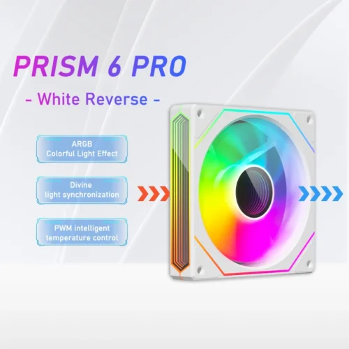Zezzio Prism 6 PRO 120mm PC Case Fan ARGB 12V 4PIN PWM Air Cooler CPU Cooling Fan 3-sided Infinite MirrorCompute Chassis Fan