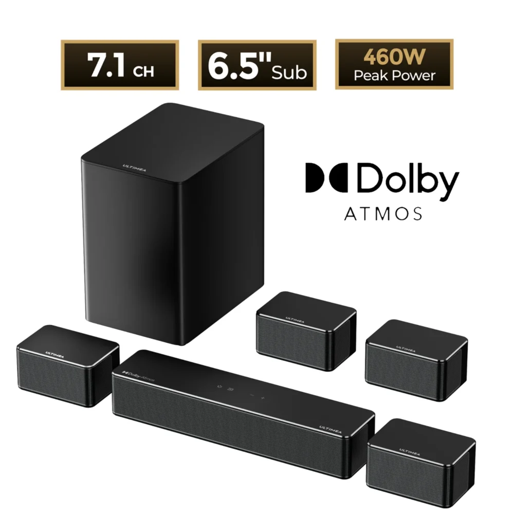ULTIMEA 7.1 Surround Sound System Sound bar for TV with Dolby Atmos&APP Control, Home Cinema Bluetooth Speaker with Subwoofer