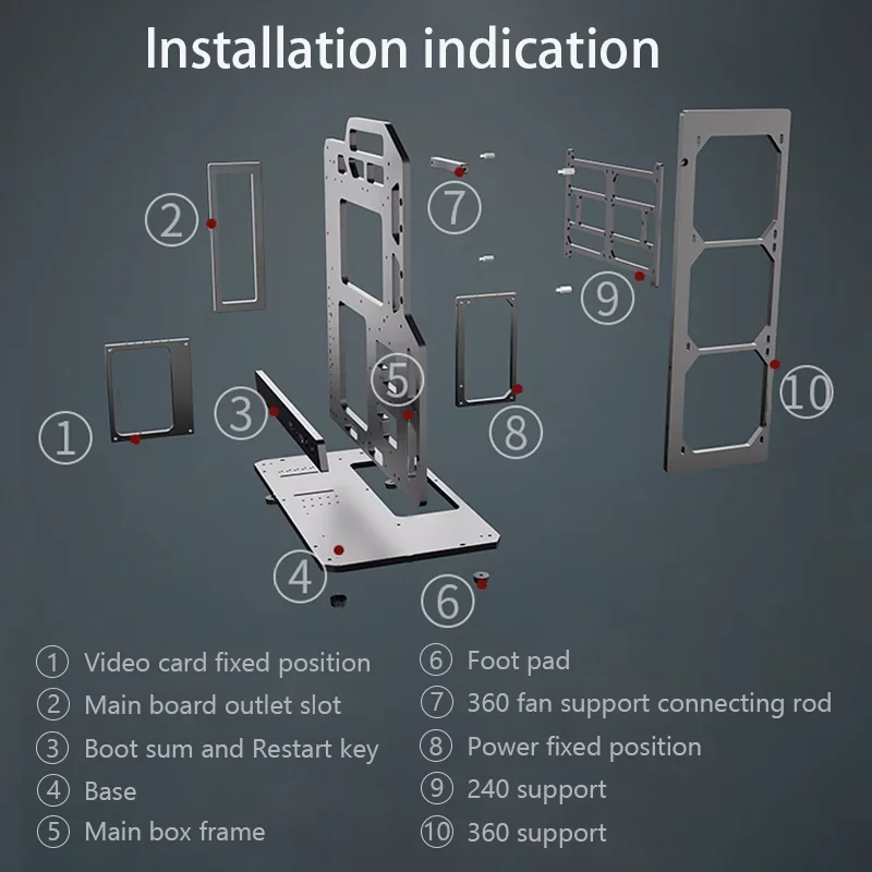 Open style PC case Diy Gaming pc Case for ATX M-ATX ITX water cooling computer case aluminum frame with 360mm radiator space