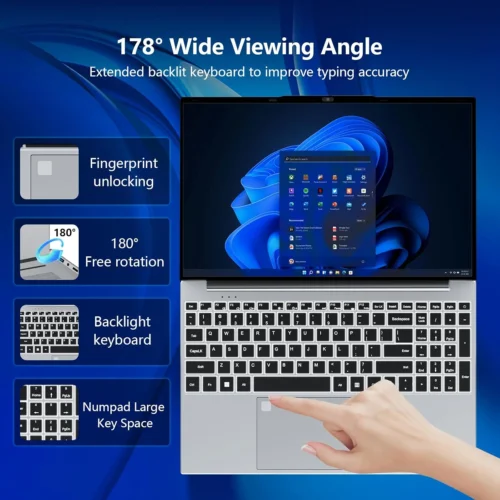 15.6" Windows 11 Laptop Computer Intel Core i9 9900 16GB RAM 1TB SSD Laptops Office Computer PC Fingerprint Unlock Notebook