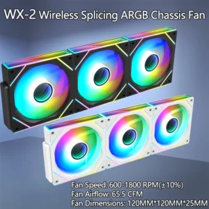 ICE Whale WX-2 ARGB Wireless Splicing Fan 12CM Air-Cooled Cooling Chassis Component 1800RPM Chassis Fan