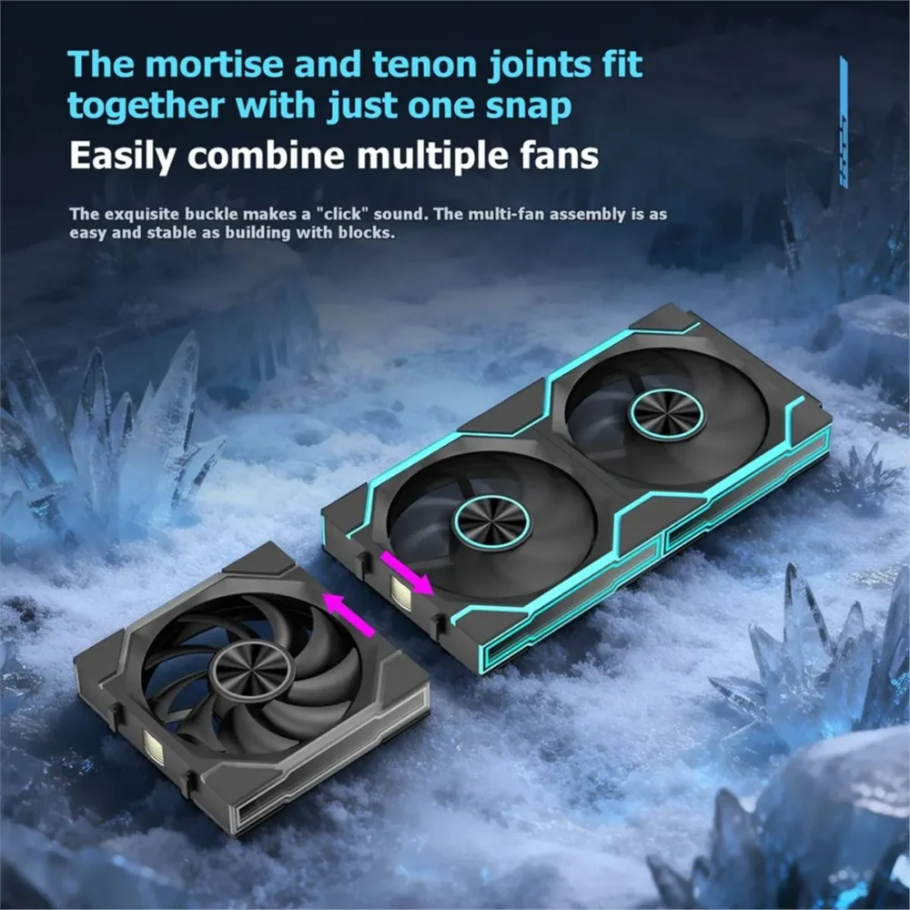 (BAAY) ARGB Cooling Fan 120mm PWM Silent Modular Stackable Splicing RGB Fans for Gaming PC Case Water Cooler Radiator B