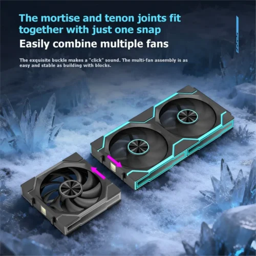 (BAAY) ARGB Cooling Fan 120mm PWM Silent Modular Stackable Splicing RGB Fans for Gaming PC Case Water Cooler Radiator B