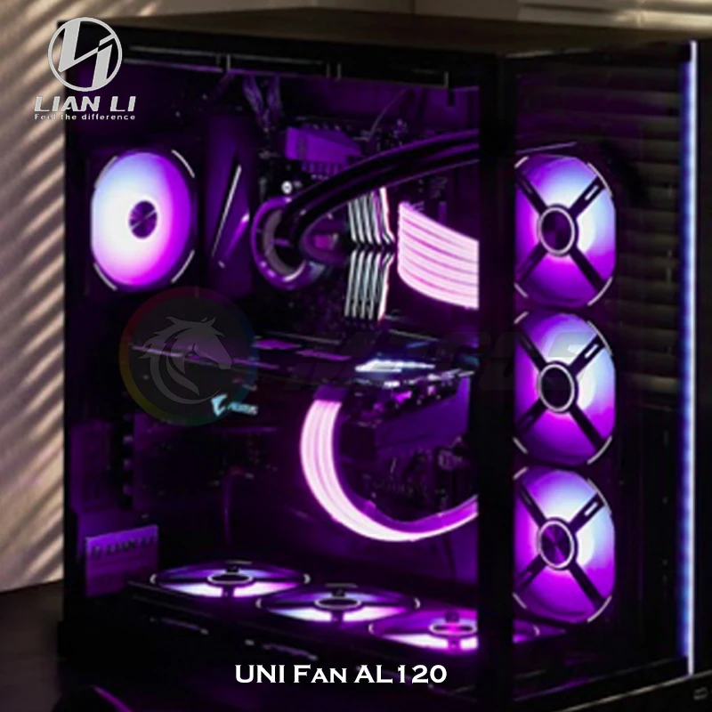Lian Li UNI Fan AL120 ARGB Cableless Fan Support L-Connect 3 PWM Silent Low Noise High RPM MB SYNC/Controller, V1 Triple Pack