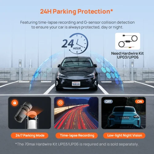 70mai Dash Cam A410 2.5K+1080P Dual-Channel Recording Built-in GPS 24H Parking Surveillance Car DVR 70mai A410