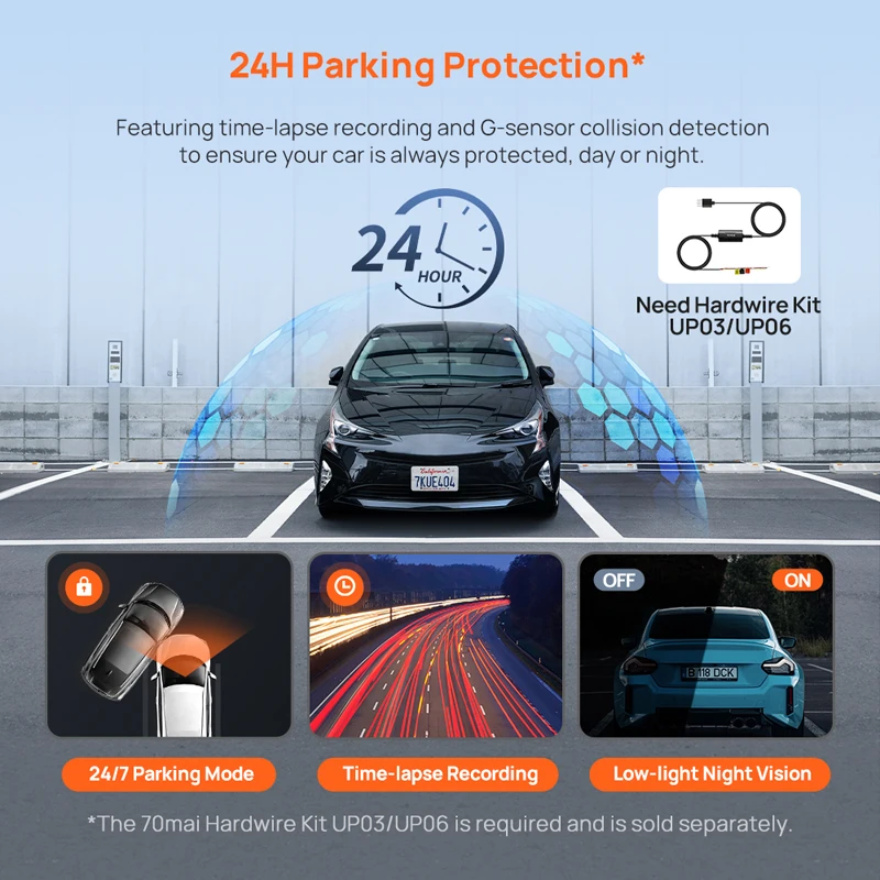 70mai Dash Cam A410 2.5K+1080P Dual-Channel Recording Built-in GPS 24H Parking Surveillance Car DVR 70mai A410