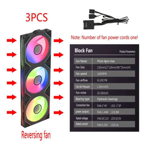 PC case fan 120mm ARGB mirror cycling lighting effect CPU cooling fan 4-pin PWM 58.36CFM fan for computer water cooling