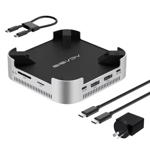 Acasis 40Gbps Mac Mini M4/M4 Pro USB-C Docking Station 4K/144HZ TF/SD 4.0 & Dual-bay M.2 NVMe Slot 16TB Storage for Office Work