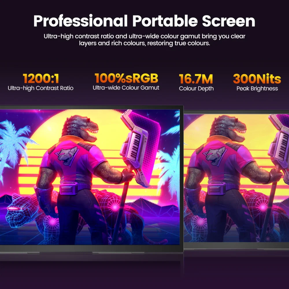 UPERFECT 18.5" 120Hz Portable Monitor 100% sRGB 1080P FreeSync IPS Speakers USB C Mini HDMI Gaming Display For Phone NS PS5 XBOX
